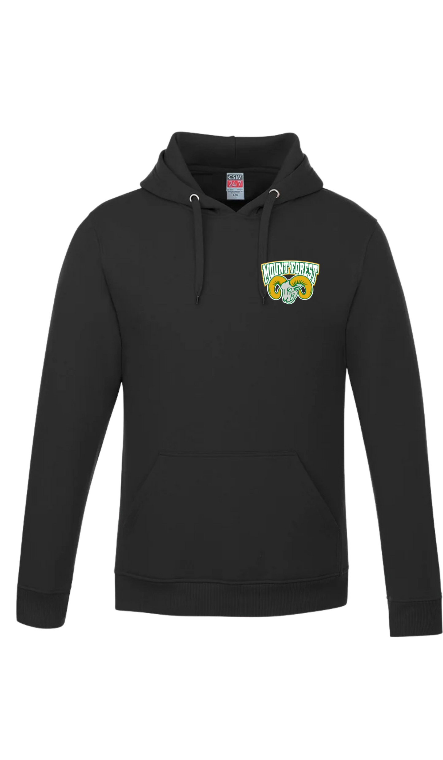 Left Chest Hooded Sweatshirt- Mount Forest Rams
