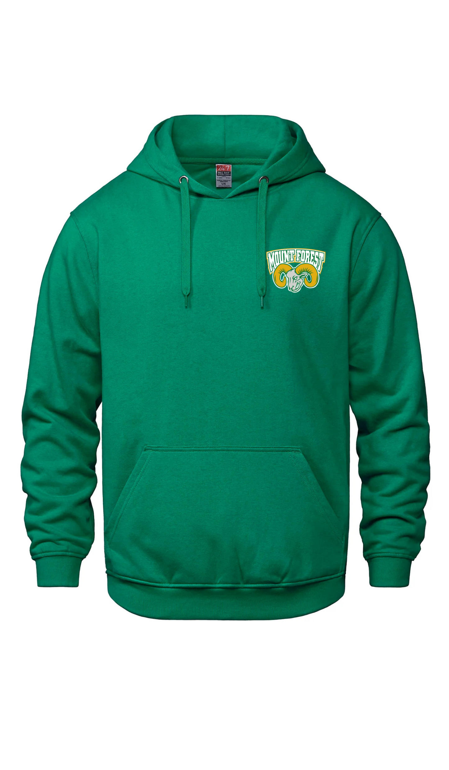 Left Chest Hooded Sweatshirt- Mount Forest Rams