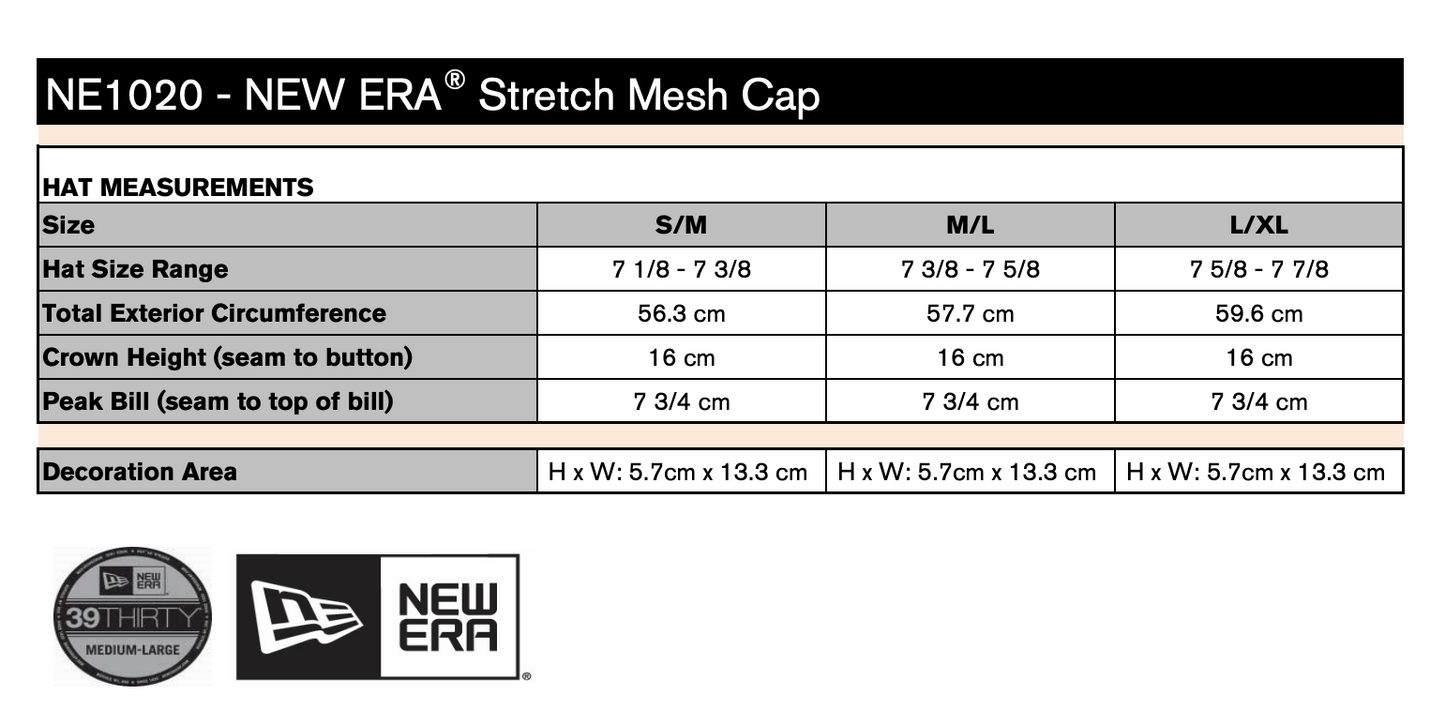 New era flex hat size chart sales